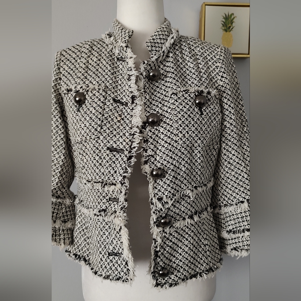 Blazer Tweed Per se jacket  Style Casual Buttons Front Size 2 Pockets Front